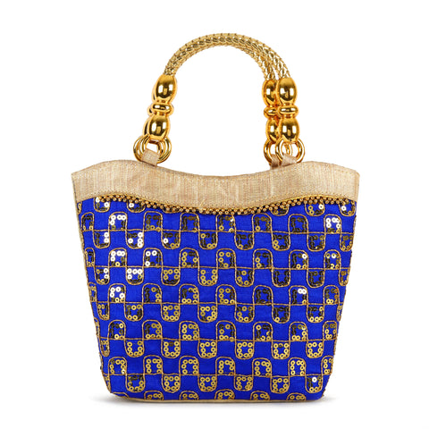 Egyptian Blue Embroidered Handbag