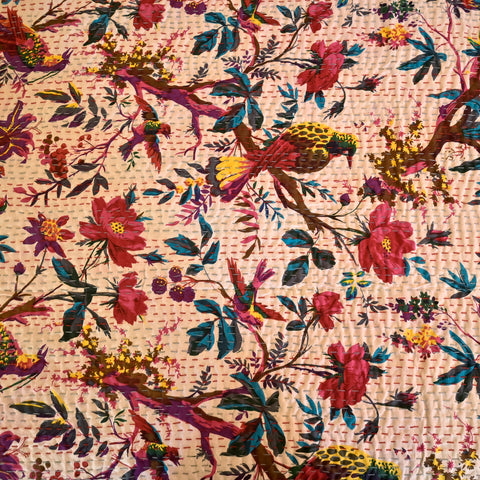 Naturalistic Cotton Kantha Artwork Bedsheet