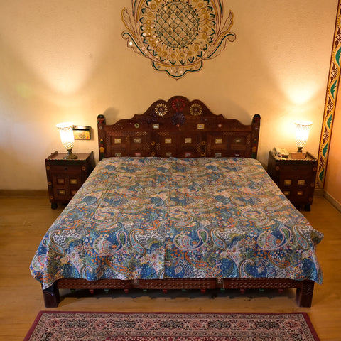Jaipuri Kantha Artwork Double Bedsheet