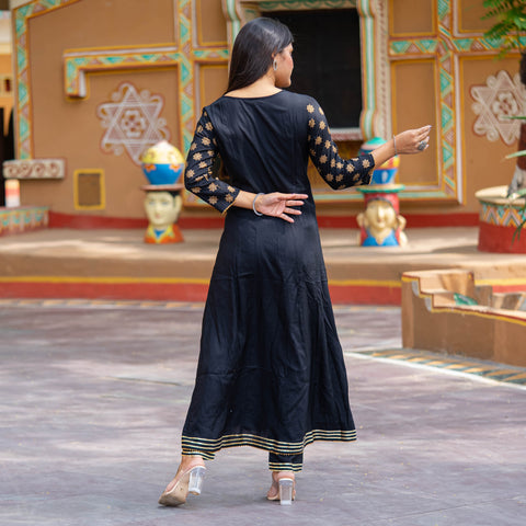 Discover Elegance and Comfort with the Midnight Dream Anarkali Kurta Set