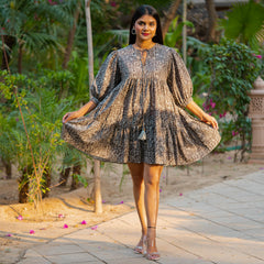Cedar Printed Viscose Cotton Midi Dress: Embrace Comfort and Breathability