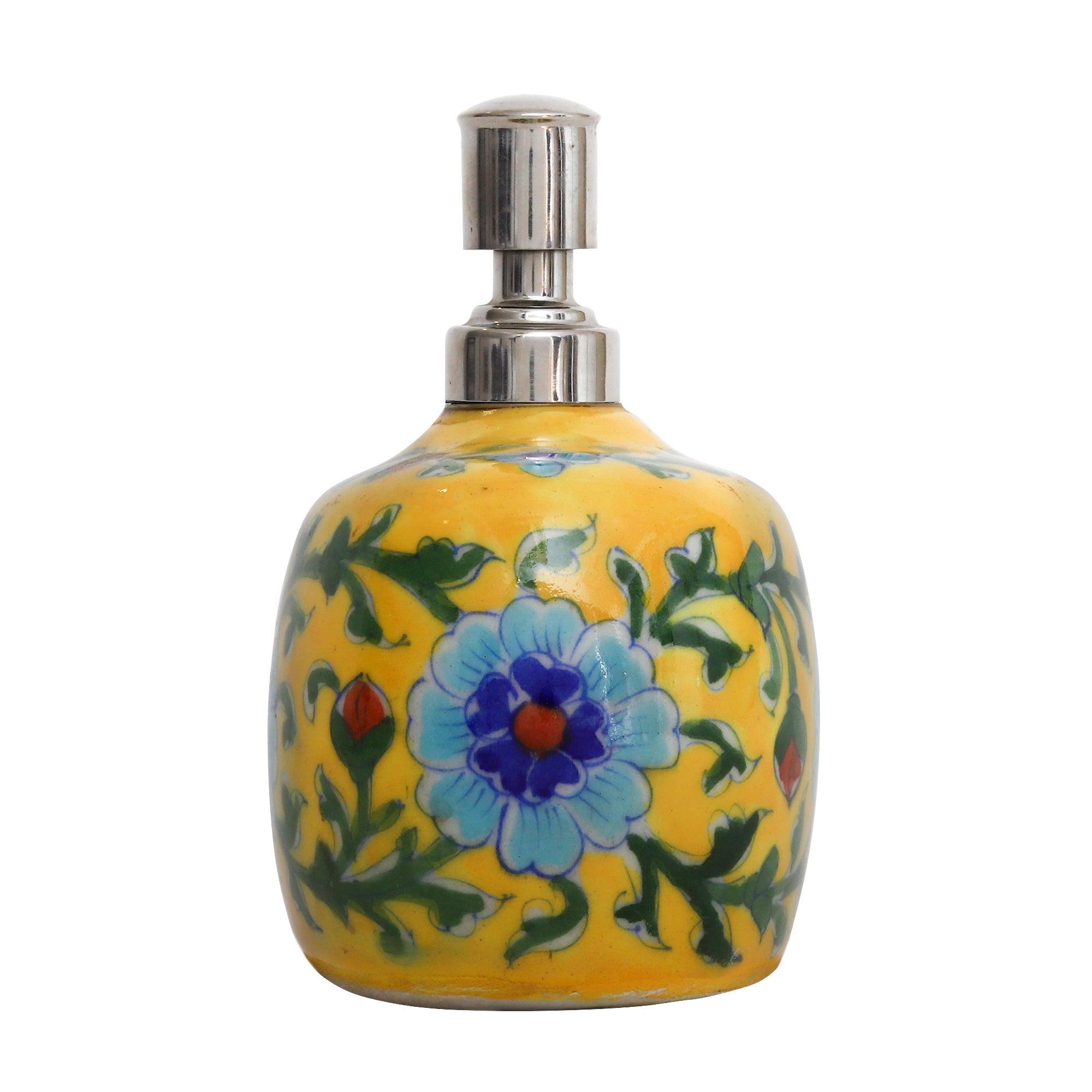 Summer Daffodil Blue Pottery Soap Dispenser