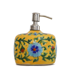 Summer Daffodil Blue Pottery Soap Dispenser