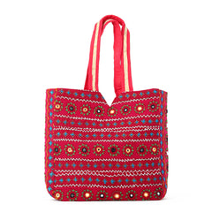 Ladies Rajasthani Mirror-Embroidered Cotton Tote Bag