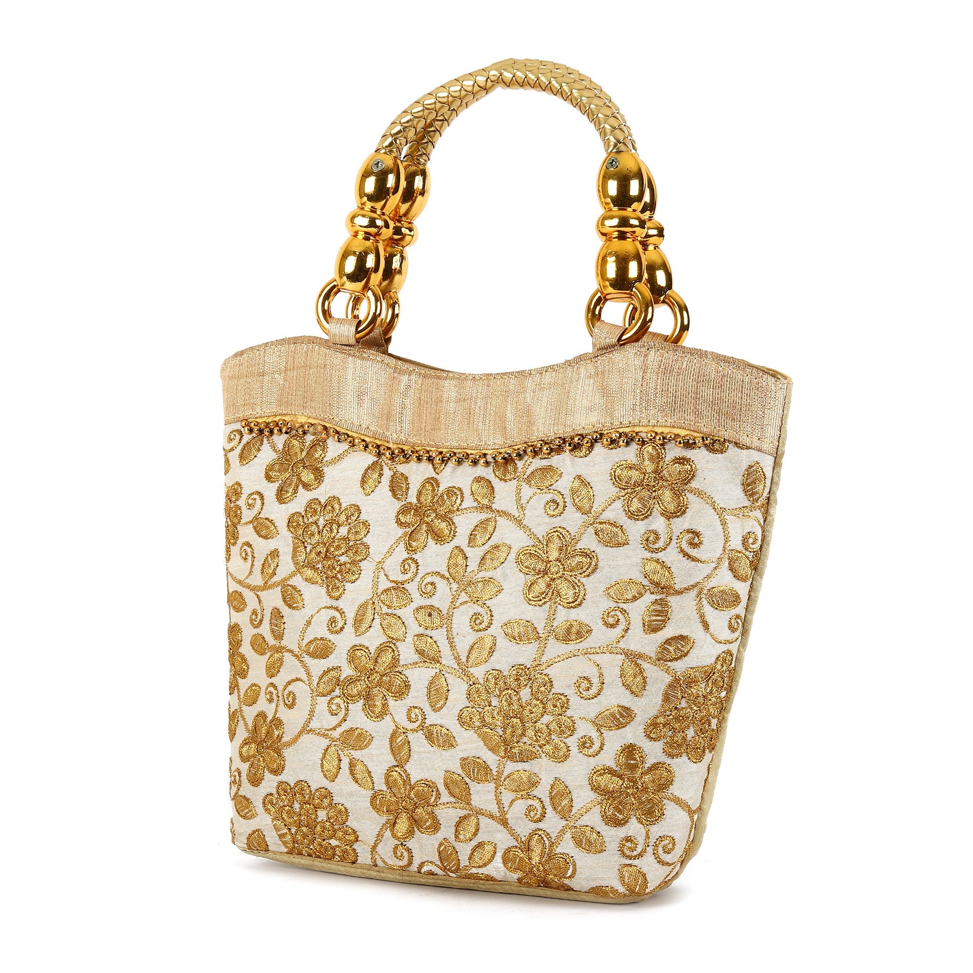 Frosty Gold Embroidered Handbag