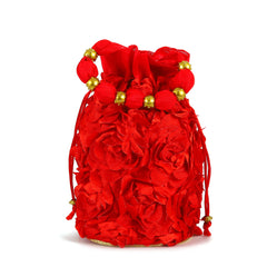 Lady in Red Silk Potli Bag