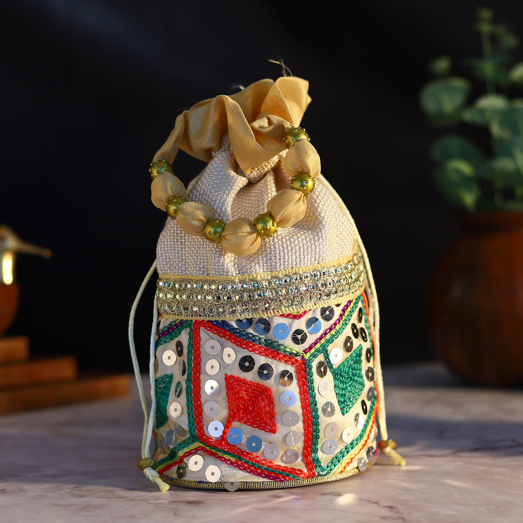 The Saadgi – Ethnic Bucket Potlis Handcrafted Traditionally with Beads –  The Saadgi