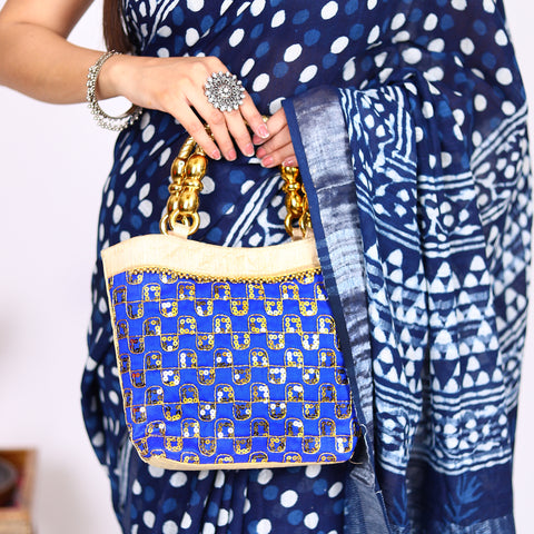 Egyptian Blue Embroidered Handbag