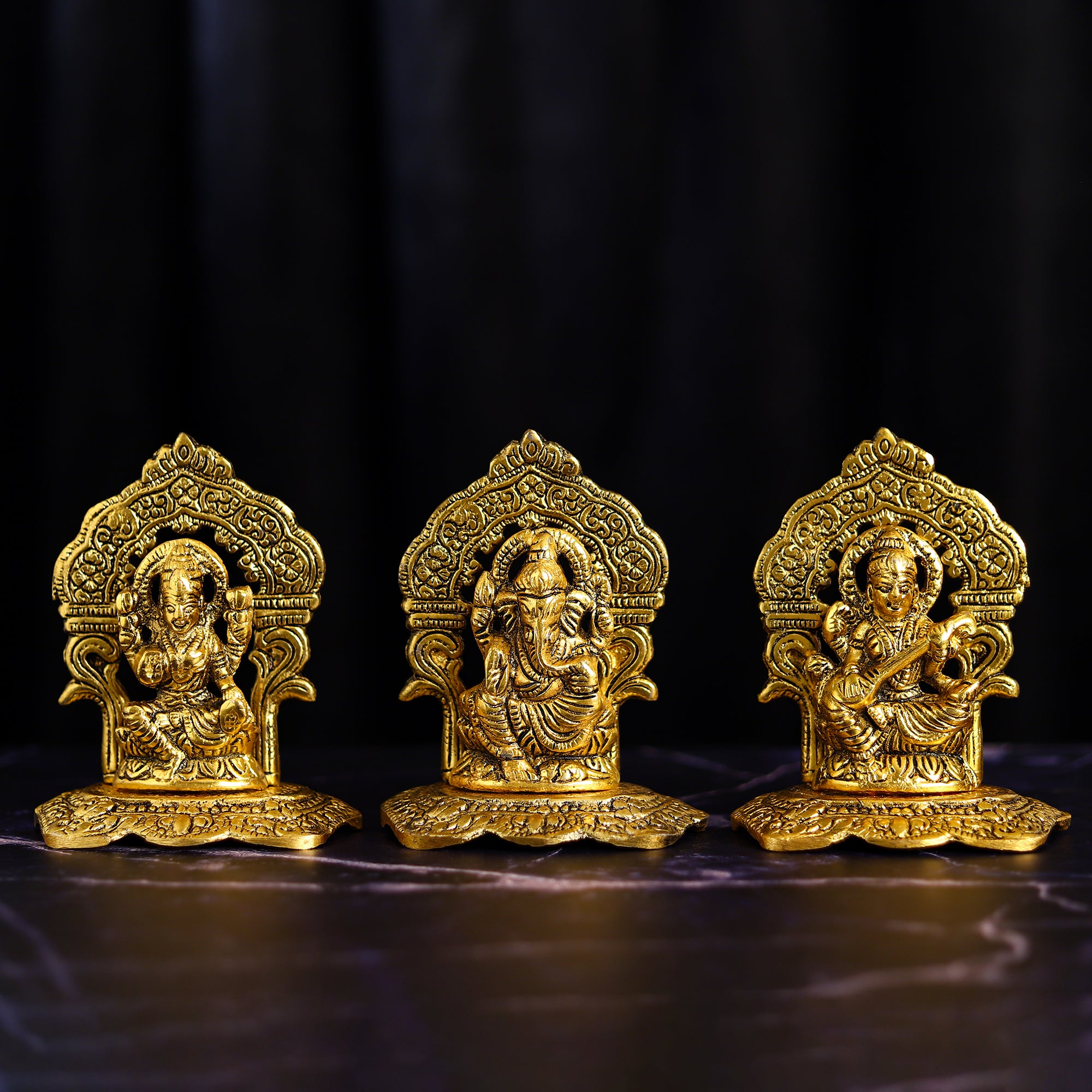 Laxmi Ganesh Saraswati Statue Set