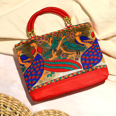 Introducing the Exquisite Peacock Paradise Silk Handbag: A Perfect Blend of Elegance and Style