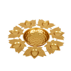 Gold Urli with Lotus-Shaped Diya