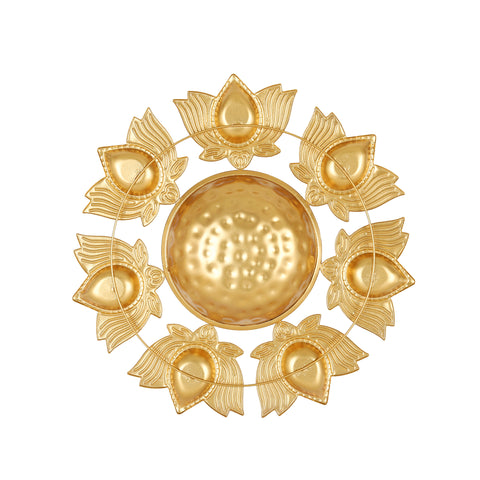 Gold Urli with Lotus-Shaped Diya