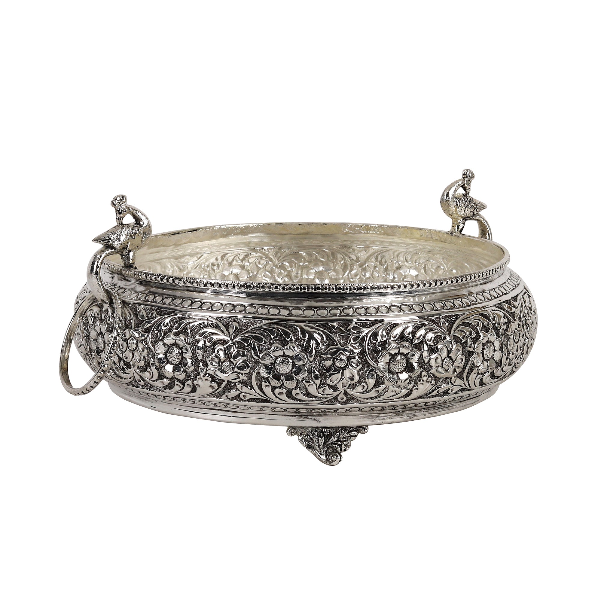 Ethnic Silver Plated Brass Urli Showpiece: A Timeless Blend of Elegance and Culture