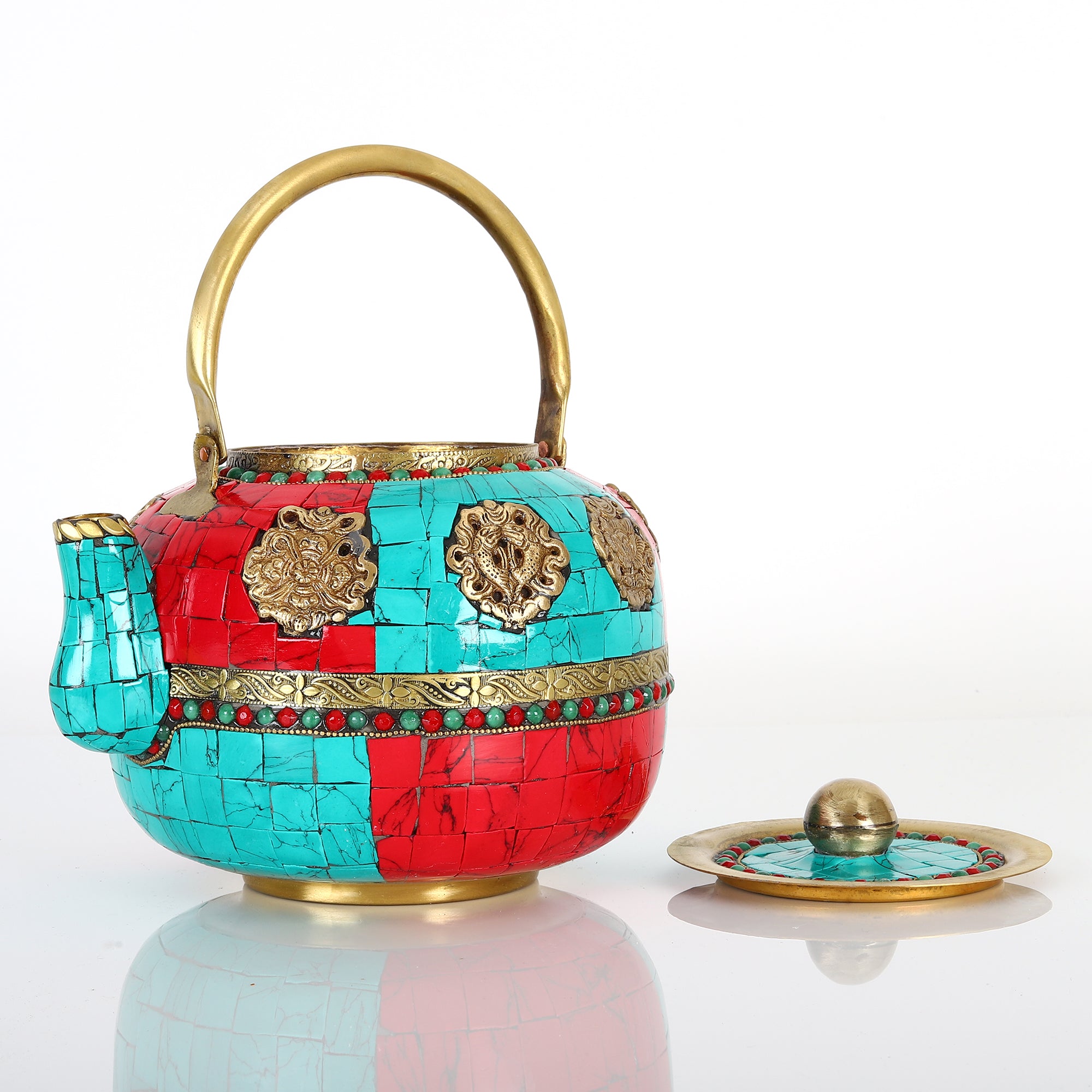 Unveiling the Enchantment of the Vintage Brass Teapot with Nepal Cut Stones - A Timeless Blend of Elegance and Craftsmanship