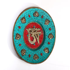 Embrace Divine Serenity - The Antique Wall Hanging Plate from Om with Cut Nepal Stone