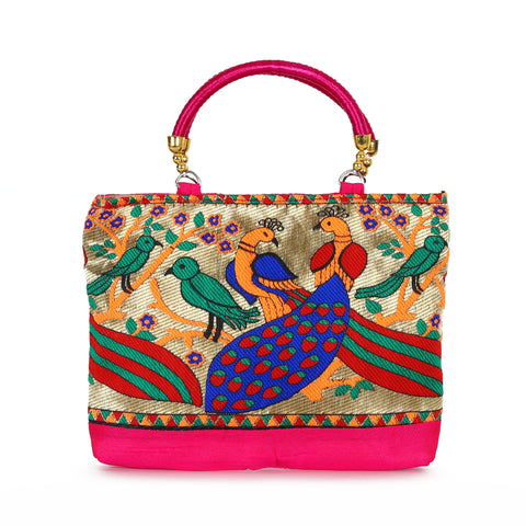 Step into Elegance: The Pink Paradise Silk Handbag