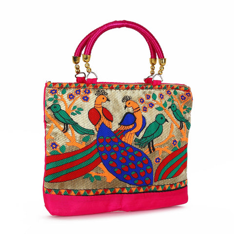 Introducing the Exquisite Peacock Paradise Silk Handbag: A Perfect Blend of Elegance and Style
