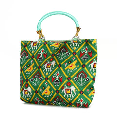 Unveil Tranquil Elegance: The Castleton Green Silk Handbag