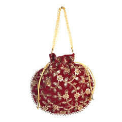 Gotta Patti Embellished Traditional Velvet Potli Bag