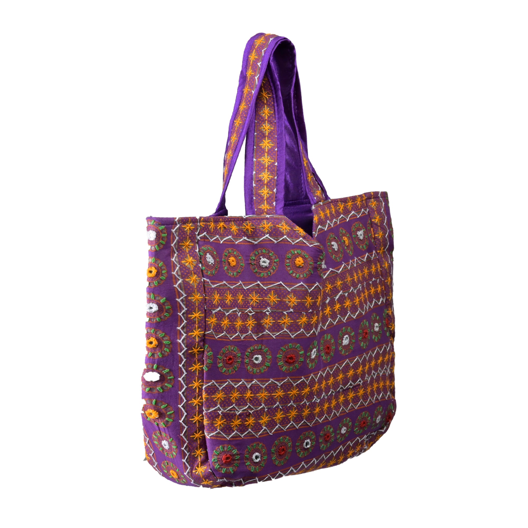 Handbag with ethnic design (with mirror work) | Diy bag designs, Mirror work,  Kutch work designs
