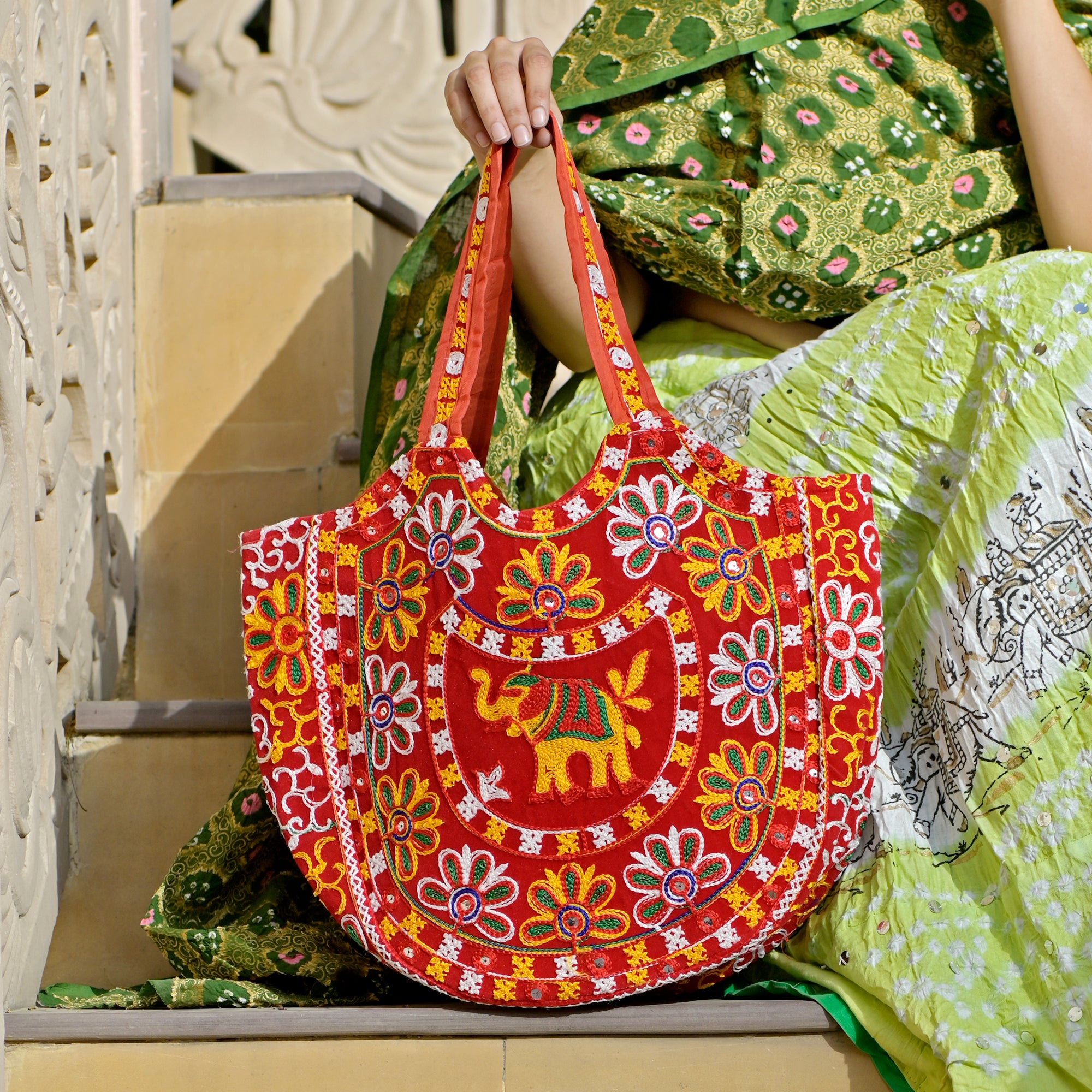 Woman Multicolor Rajasthani Tote Bag