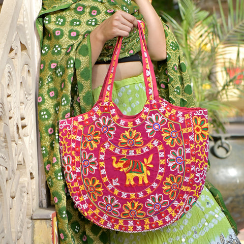 Woman Multicolor Rajasthani Tote Bag
