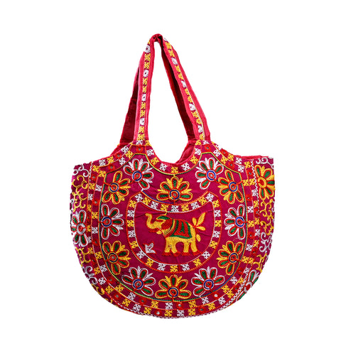 Jute Ladies purse and hand bag Traditional Floral Mirror Embroidery Work  Bags Ethnic Rajasthani Work DesignTote