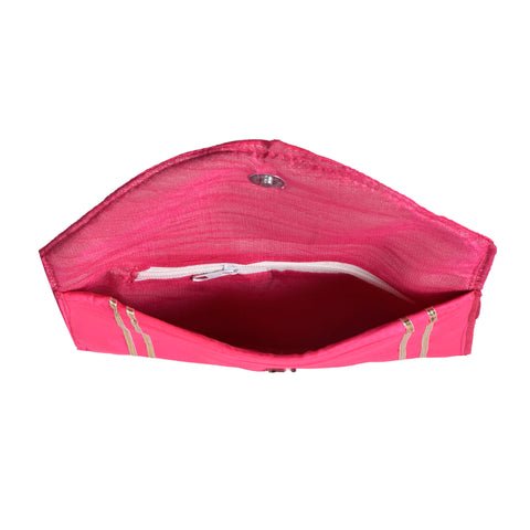 Ethnic Hot Pink Handcrafted Gotta Patti Woman Clutch Handbags