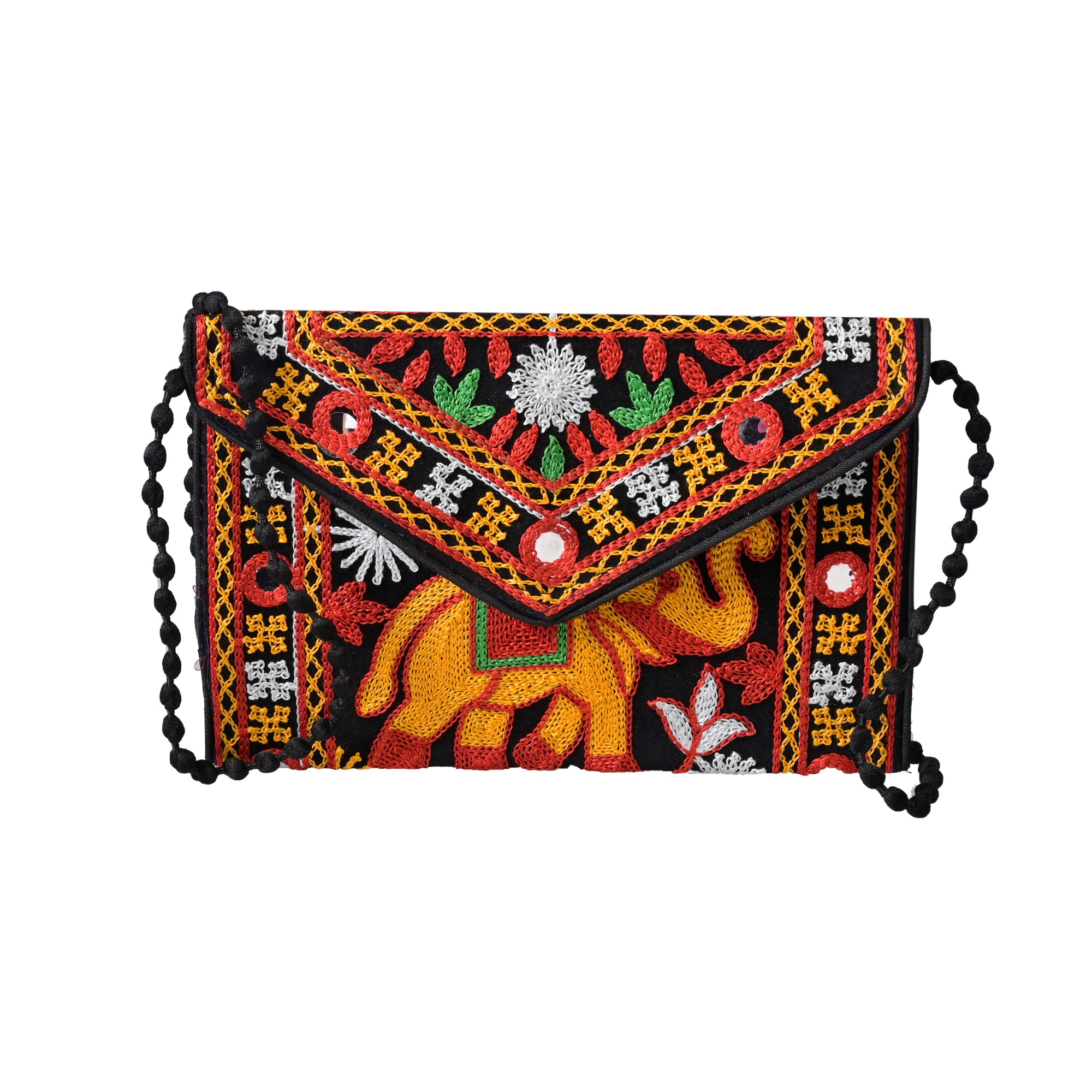 Multicolor Kashida-Embroidered Hathi Shoulder Bag