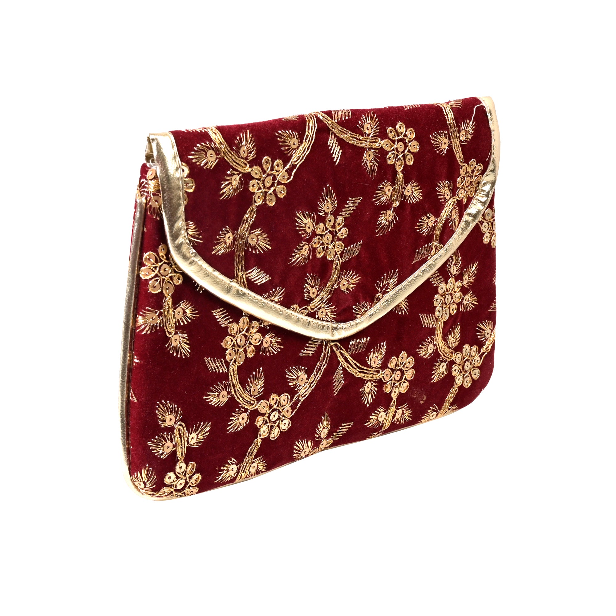 Buy Cream floral embroidery purse by Amyra at Aashni and Co