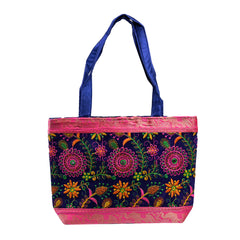 Ladies Traditional Floral Cotton and Silk Tote/Shoulder Bag