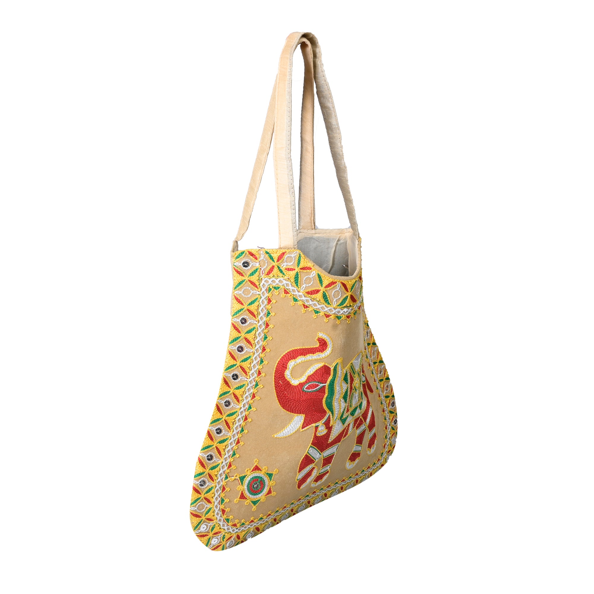 Elephant Kashida-Embroidered Traditional Shoulder Bag