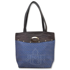 Cotton Jute Embroidered Tote Bag | Blue Ladies Bag