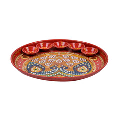 Multicoloured Traditional Meenakari Crafted Decorative Aarti Pooja Thali