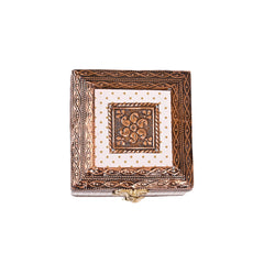 Polka-Dotted Square Antique Jewellery Box