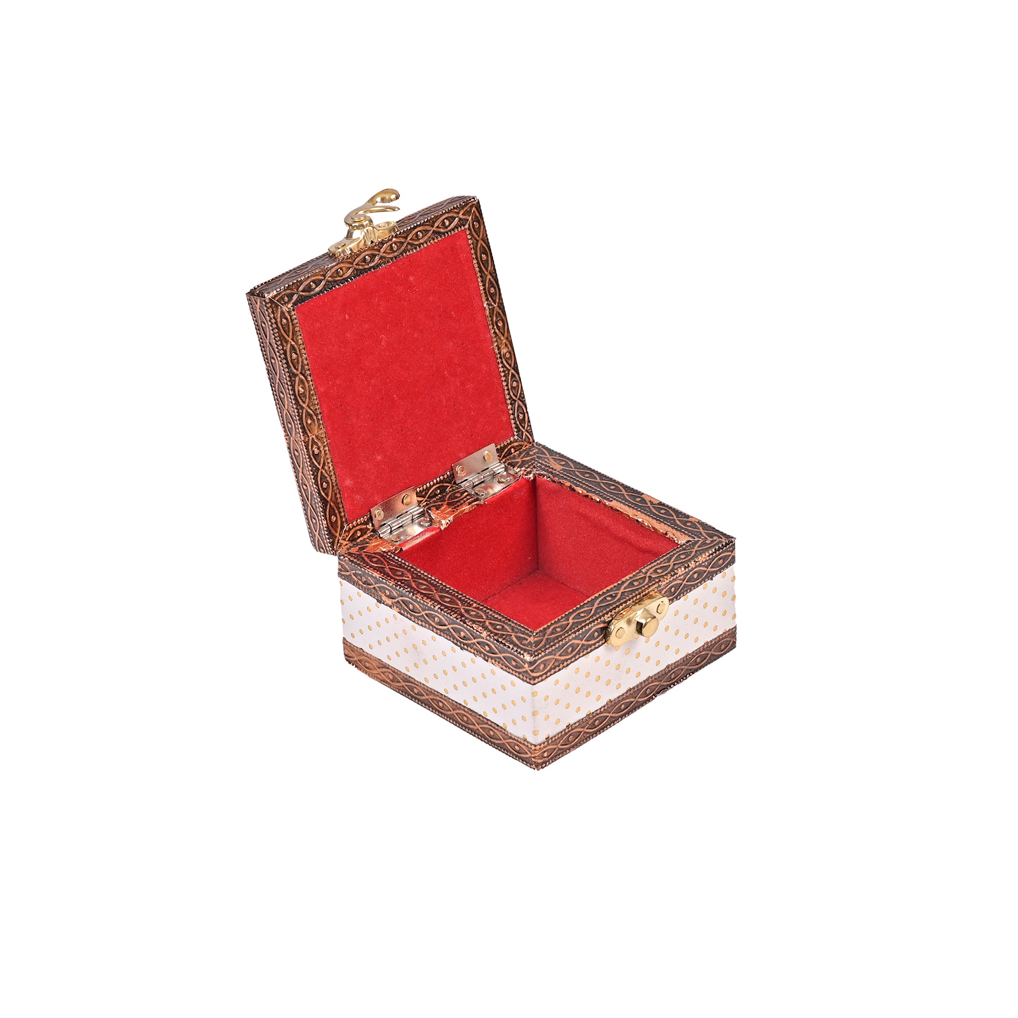 Polka-Dotted Square Antique Jewellery Box