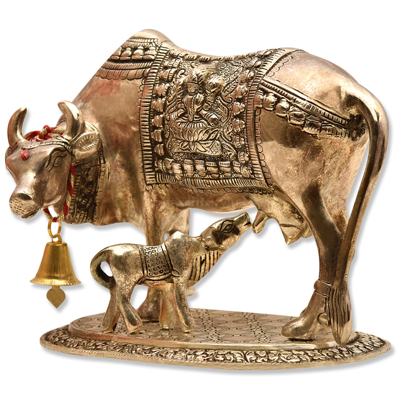 Gillette metal Golden Metal Cow and Calf Wish Fulfilling Showpiece