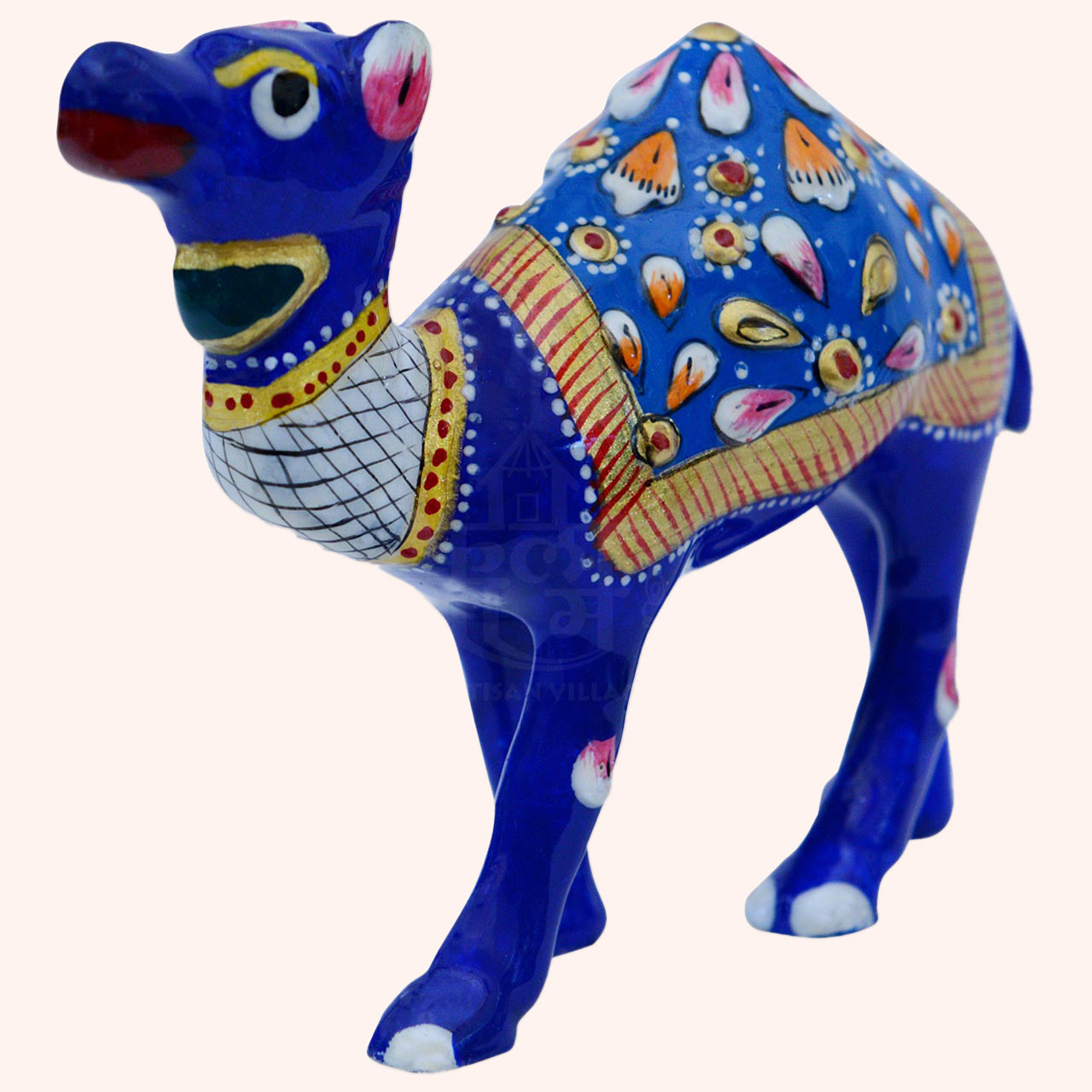 Handicraft Meenakari Work Metal Blue Camel Statue Home Office Decor Item Gift