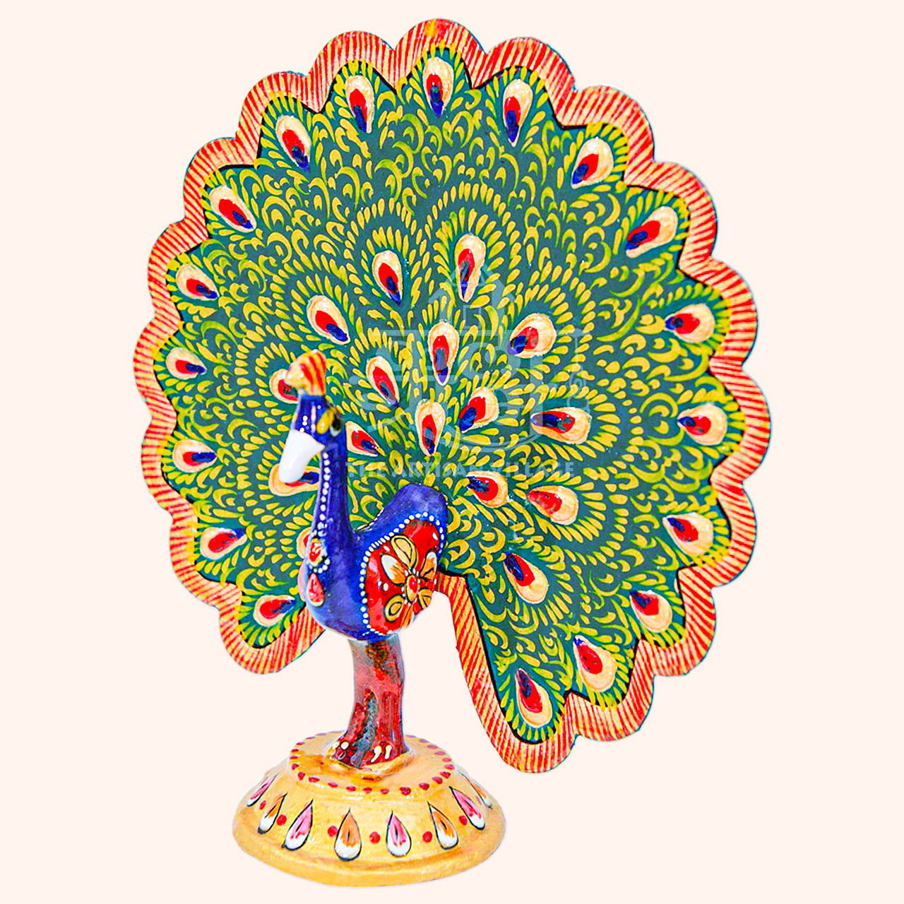 Handcrafted Dancing Peacock Enamel Painting Decorative Showpiece