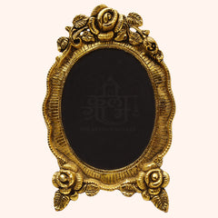 Handcrafted Antique Gillette Metal Floral Golden Oval Photo Frame Customized Gift