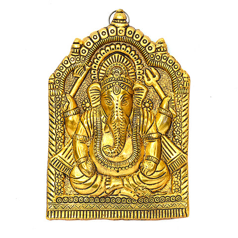 Gillette Metal Handicraft Ganesha Wall Mounting Idol for Home Decor