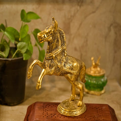 Golden Gillette Metal Jumping Horse Statue