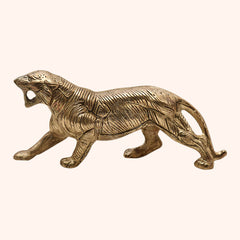 Gillette Metal Oxidised Golden Jaguar Antique Decorative Showpiece