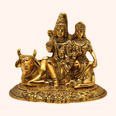 Handcrafted Shiv Parivar Gillette Gold Plated Metal Idol Statue Decorative Showpiece