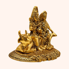 Handcrafted Shiv Parivar Gillette Gold Plated Metal Idol Statue Decorative Showpiece