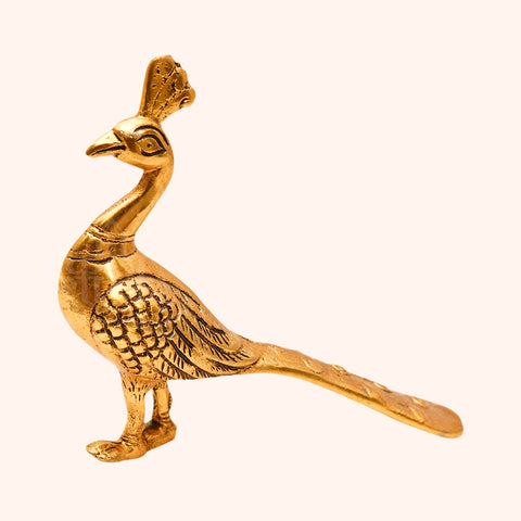 Peacock Gillette metal Golden Oxidised Metal Statue Decorative Showpiece for Home Decor