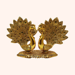 Handicraft Gold Plated Metal Gillette Vintage Peacock Pair Home Decoration Gift Item