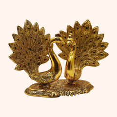 Handicraft Gold Plated Metal Gillette Vintage Peacock Pair Home Decoration Gift Item