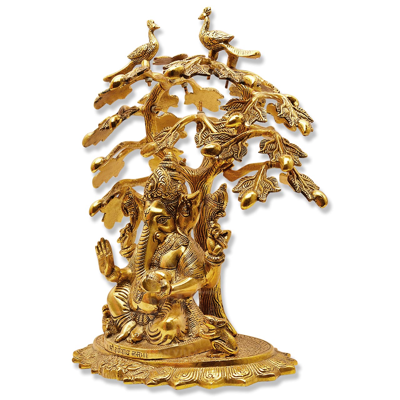 Handmade Gillette Metal Riddhi Siddhi Tree Ganesha Showpiece