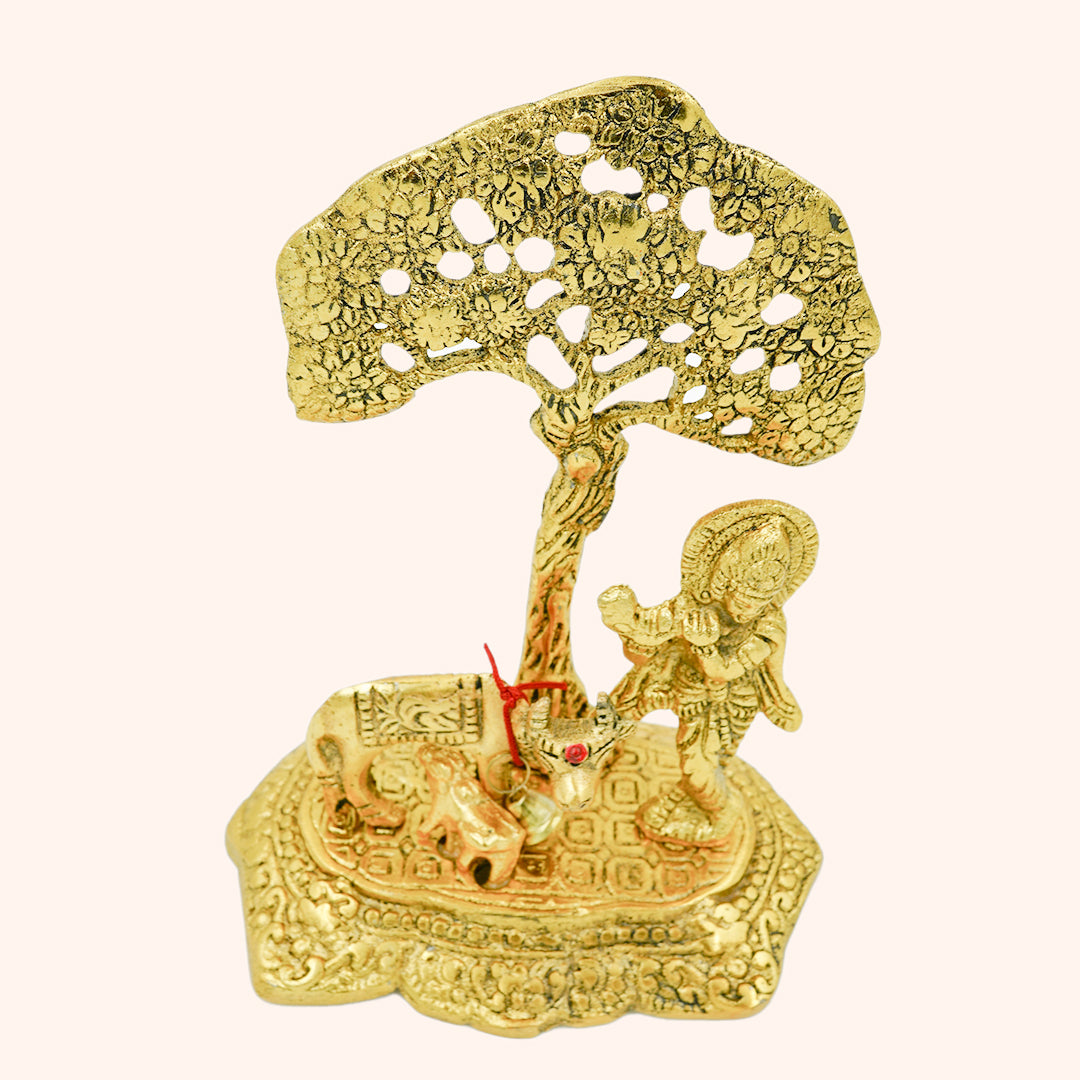 Beautiful Krishna with Cow and Kadam Tree Murti Gillette Sculpture
